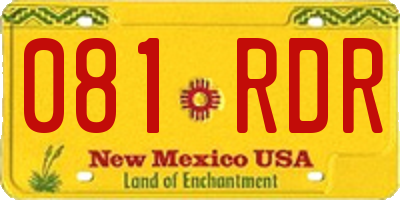 NM license plate 081RDR