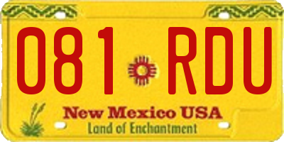 NM license plate 081RDU