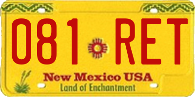 NM license plate 081RET