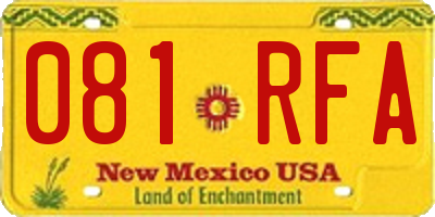 NM license plate 081RFA