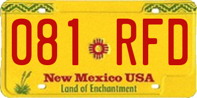 NM license plate 081RFD