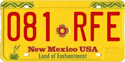 NM license plate 081RFE
