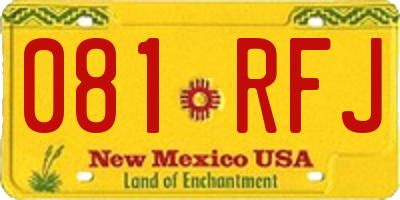 NM license plate 081RFJ