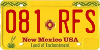 NM license plate 081RFS