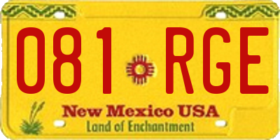 NM license plate 081RGE