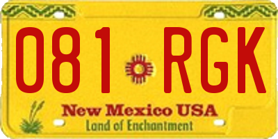 NM license plate 081RGK