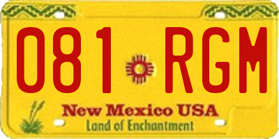 NM license plate 081RGM