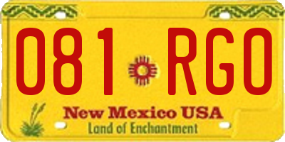NM license plate 081RGO