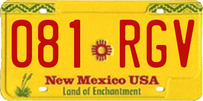 NM license plate 081RGV