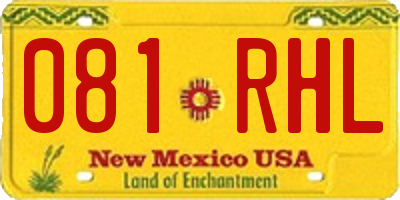 NM license plate 081RHL
