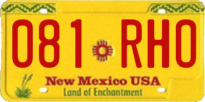 NM license plate 081RHO