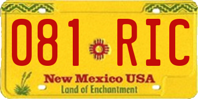 NM license plate 081RIC
