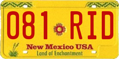 NM license plate 081RID