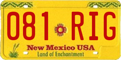 NM license plate 081RIG