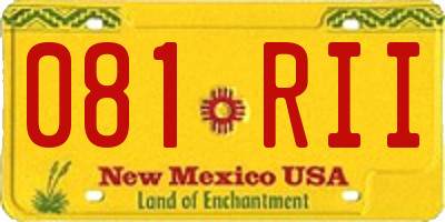NM license plate 081RII