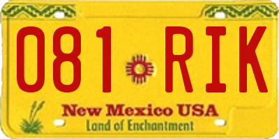 NM license plate 081RIK