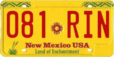 NM license plate 081RIN