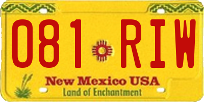 NM license plate 081RIW