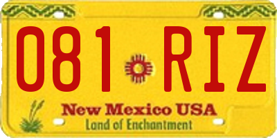 NM license plate 081RIZ