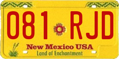 NM license plate 081RJD
