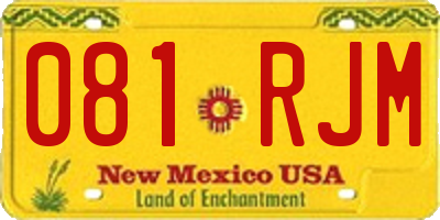 NM license plate 081RJM