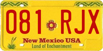 NM license plate 081RJX
