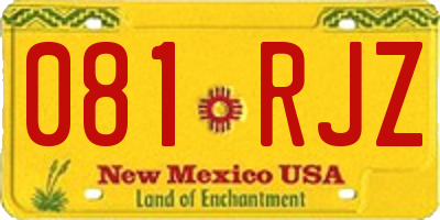 NM license plate 081RJZ