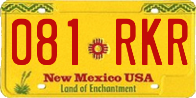NM license plate 081RKR