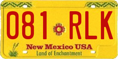 NM license plate 081RLK