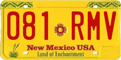 NM license plate 081RMV