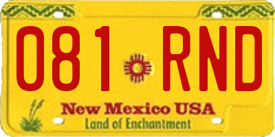 NM license plate 081RND