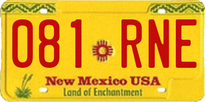 NM license plate 081RNE