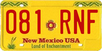 NM license plate 081RNF
