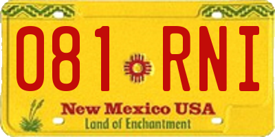 NM license plate 081RNI