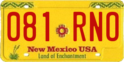NM license plate 081RNO
