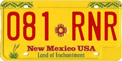 NM license plate 081RNR