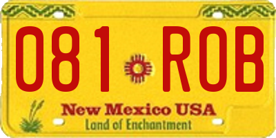 NM license plate 081ROB