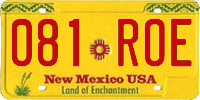 NM license plate 081ROE