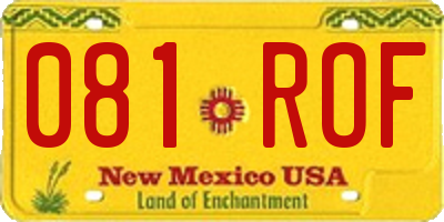 NM license plate 081ROF