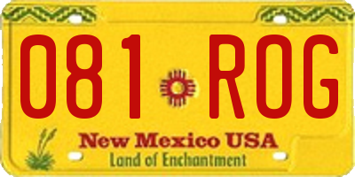 NM license plate 081ROG