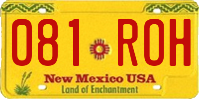 NM license plate 081ROH