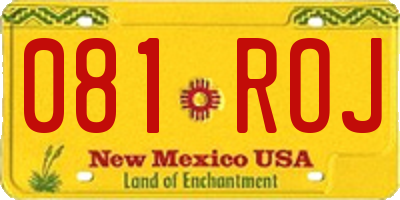 NM license plate 081ROJ