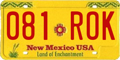 NM license plate 081ROK