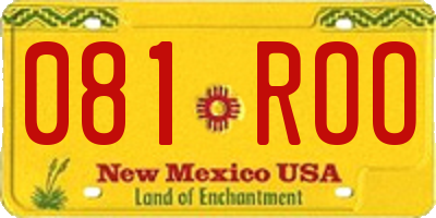 NM license plate 081ROO