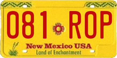 NM license plate 081ROP