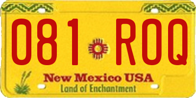 NM license plate 081ROQ
