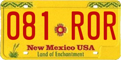 NM license plate 081ROR