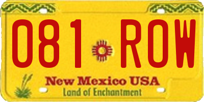 NM license plate 081ROW