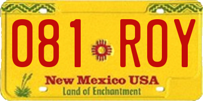 NM license plate 081ROY