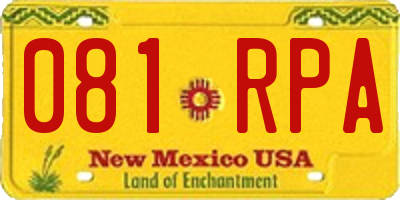 NM license plate 081RPA